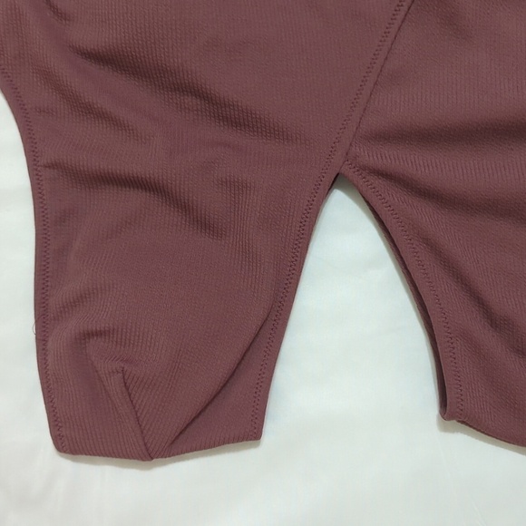 Cupshe One Piece Ribbed Cut Out Side One Shoulder Swimsuit, Color Coffee Size S - Picture 7 of 16